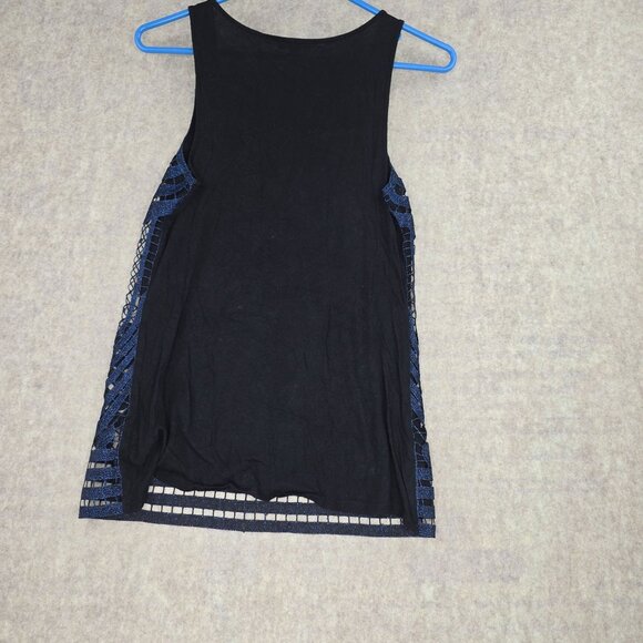 Express Womens Sleeveless Glitter Top Blue Beaded Design With Black Lining Small - Picture 2 of 7
